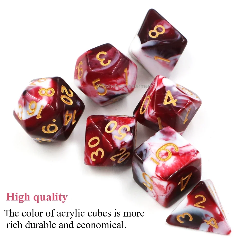 7pcs 16mm Polyhedral Dice Set  Acrylic Dices for Dungeons and Dragons DND RPG MTG Role Playing Table Games Rolling Dice