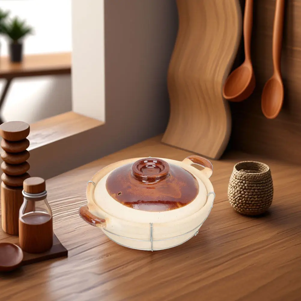 2Pcs Chinese Clay Cooking Pot Single Handle Mini Casserole Dish for Rice Soup Stew Baking Japanese Korean Style Clay Pot