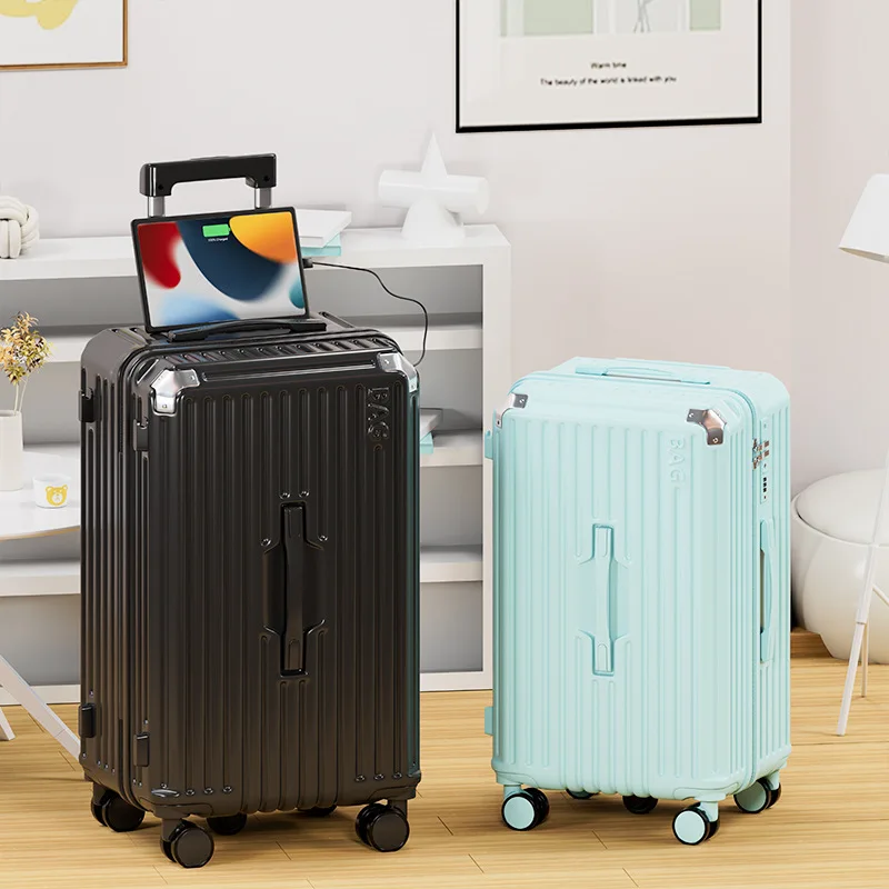 housse-de-valise-durable-pour-femmes-avec-roulettes-multidirectionnelles-robuste-et-fiable-motif-couleur-unie-macaron