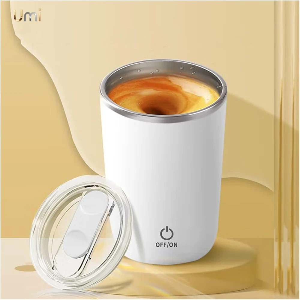 كوب قهوة أوتوماتيكي قابل لإعادة الشحن، كوب مغناطيسي من الفولاذ المقاوم للصدأ مع غطاء، كوب خلط ذاتي للقهوة الكهربائية #1