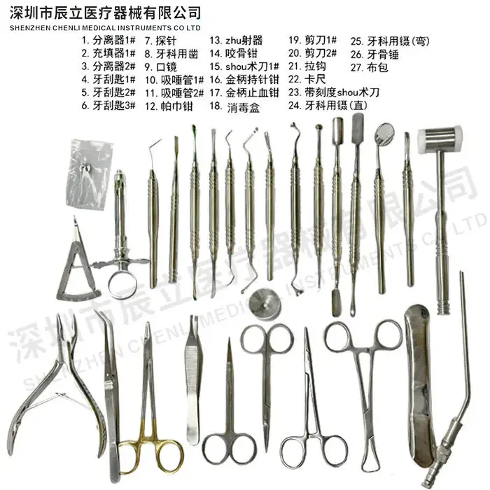 Dental Implant Surgical Kit, Set Of 28 Pieces, Set Of Oral Tools, Complete Set Of Bone Biting Forceps
