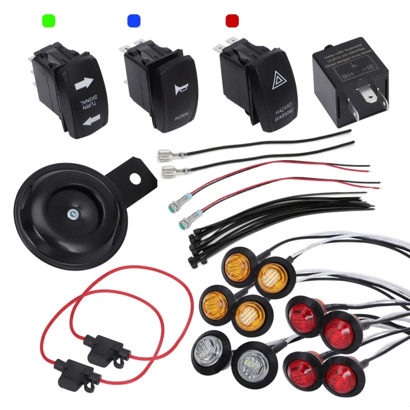 Universal Rocker Switch Turn Signal Kit With Street Legal Horn Hazard Relay For ATV UTV SXS For Polaris Can Am Honda Yamaha