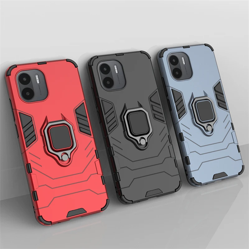 For Redmi A2 Case Cover Xiaomi Redmi A2 Capas Shockproof Phone Bumper PC Back Magnetic Metal Holder Cover Redmi A 2 A1 A2 Fundas