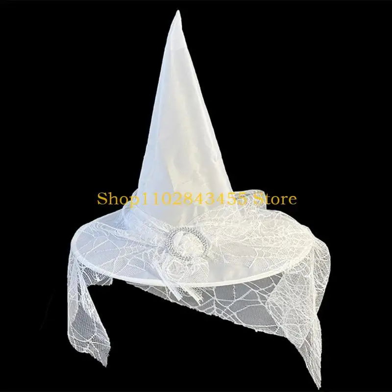 49MC Witch Hats With Veil For Women Halloween Big Party Hats Wizard Hat Magican Hat Halloween Headdress Party Favors