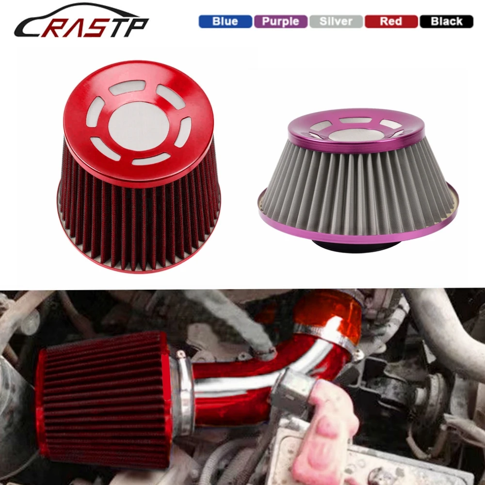 

RASTP-76MM Stainless Steel Or Iron High Power Flow Cold Air Filter Car Round Cone Air Intake Filter Induction Kit OFI073