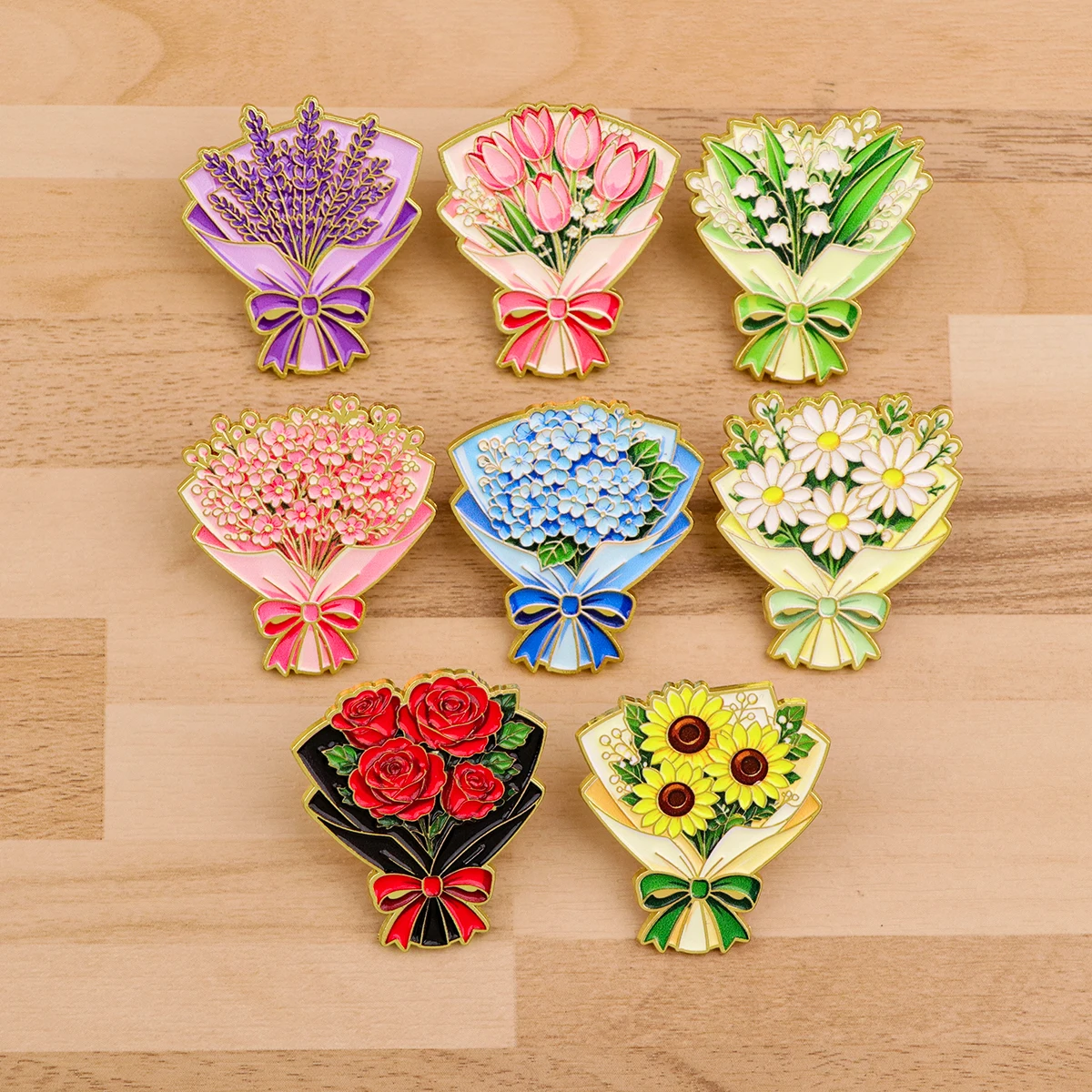 10pcs Floral Bouquet Enamel Pi - огляд і ціна Men Accessories Bouquet