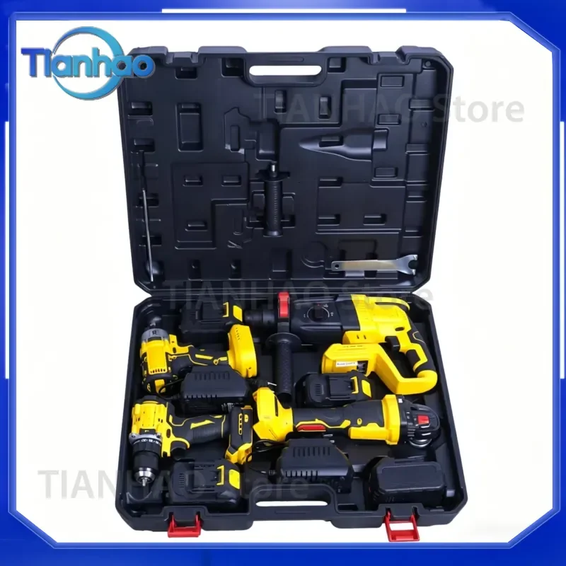 Multifunctional Cordless Electric Power Tools Combo Kit for Drill Wrench Angle Grinder and Electric Hammer