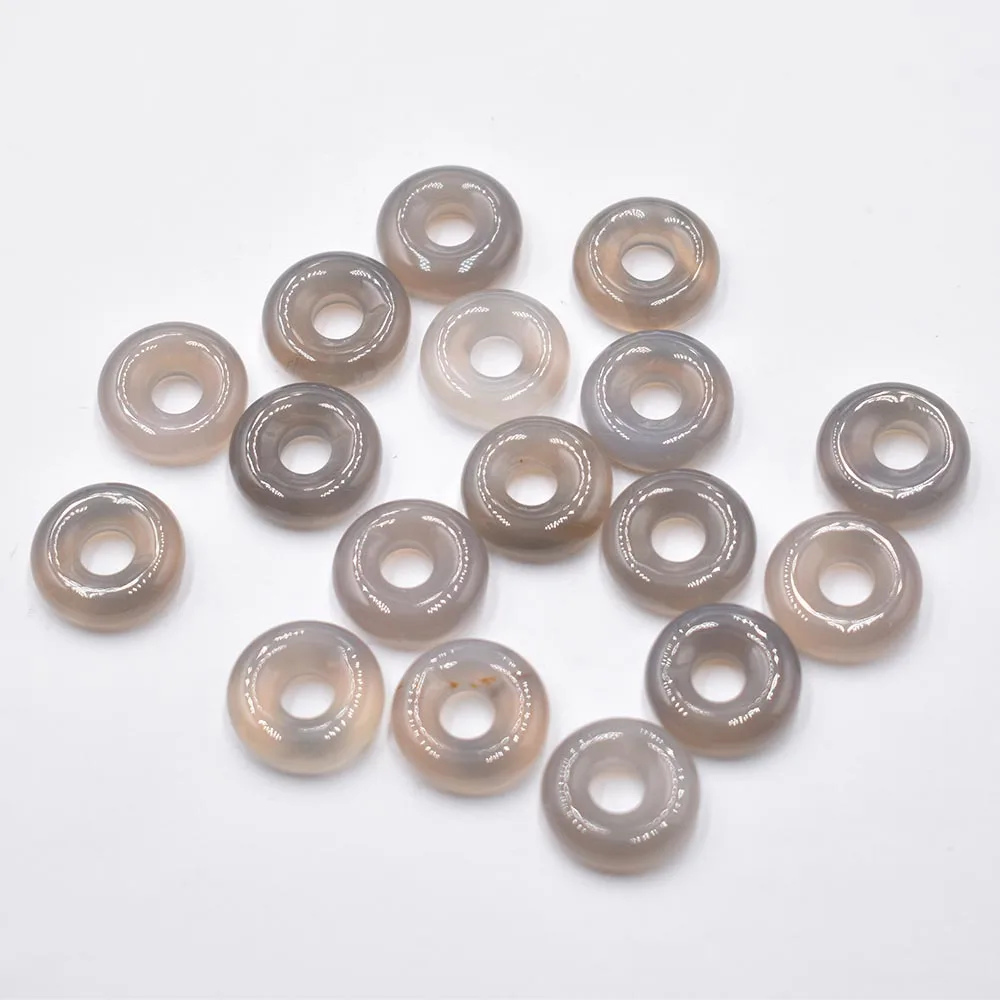 Naturstein Quarzkristall Tigerauge Opal Türkis Kreis 15mm Donut-Anhänger für DIY-Schmuckherstellung Halskette 26 Stück – Detail 9