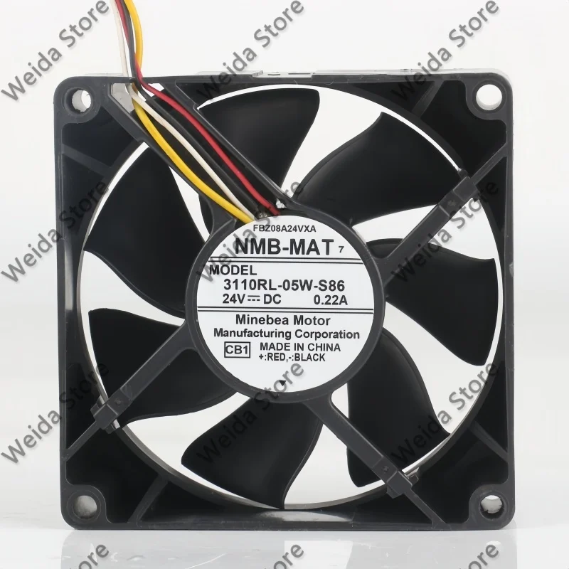 

Original NMB 5V 12V 48V AC EC 8025 80X80X25MM 8CM frequency converter Double ball 3110RL-05W-S86 cooling fan DC24V 0.22A