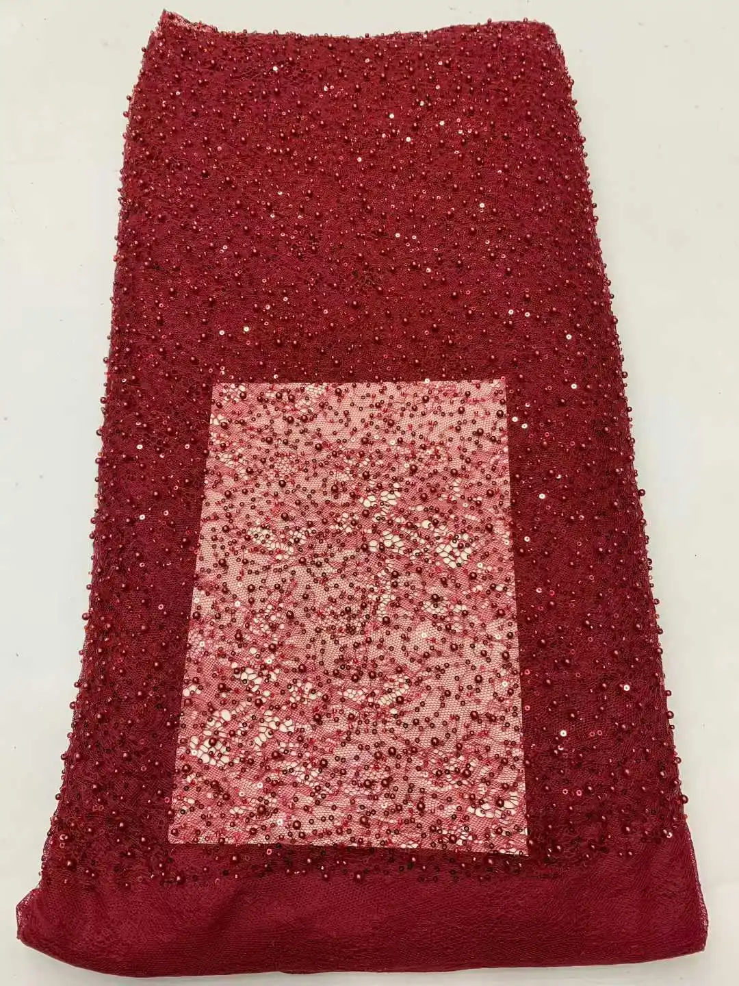 

Latest African Mesh Sequins Lace Fabric 2025 High Quality French Tulle Lace Nigerian Beads Net Lace Fabric For Woman Party Dress