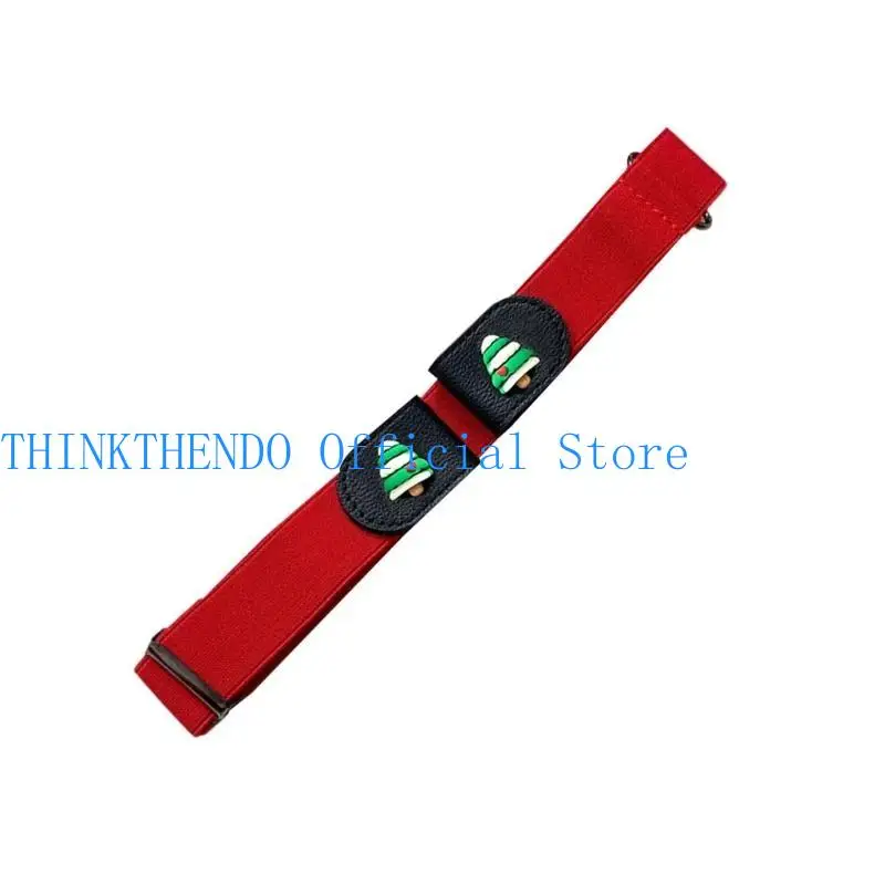 

39BB Elastic Waistband Jean Belt Christmas Tree Pattern Waist Belts Fashionable for Stylish Outfits
