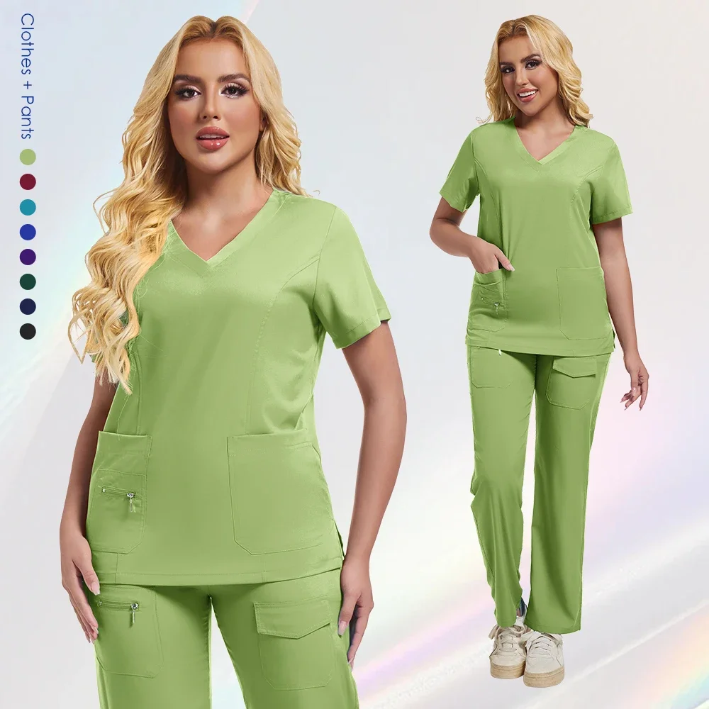 New Hospital Medical Scrub Suits Nurse Uniform Women Medical Clothing for Doctor Scrub Set Beauty Work Clothes Surgery Top Pants