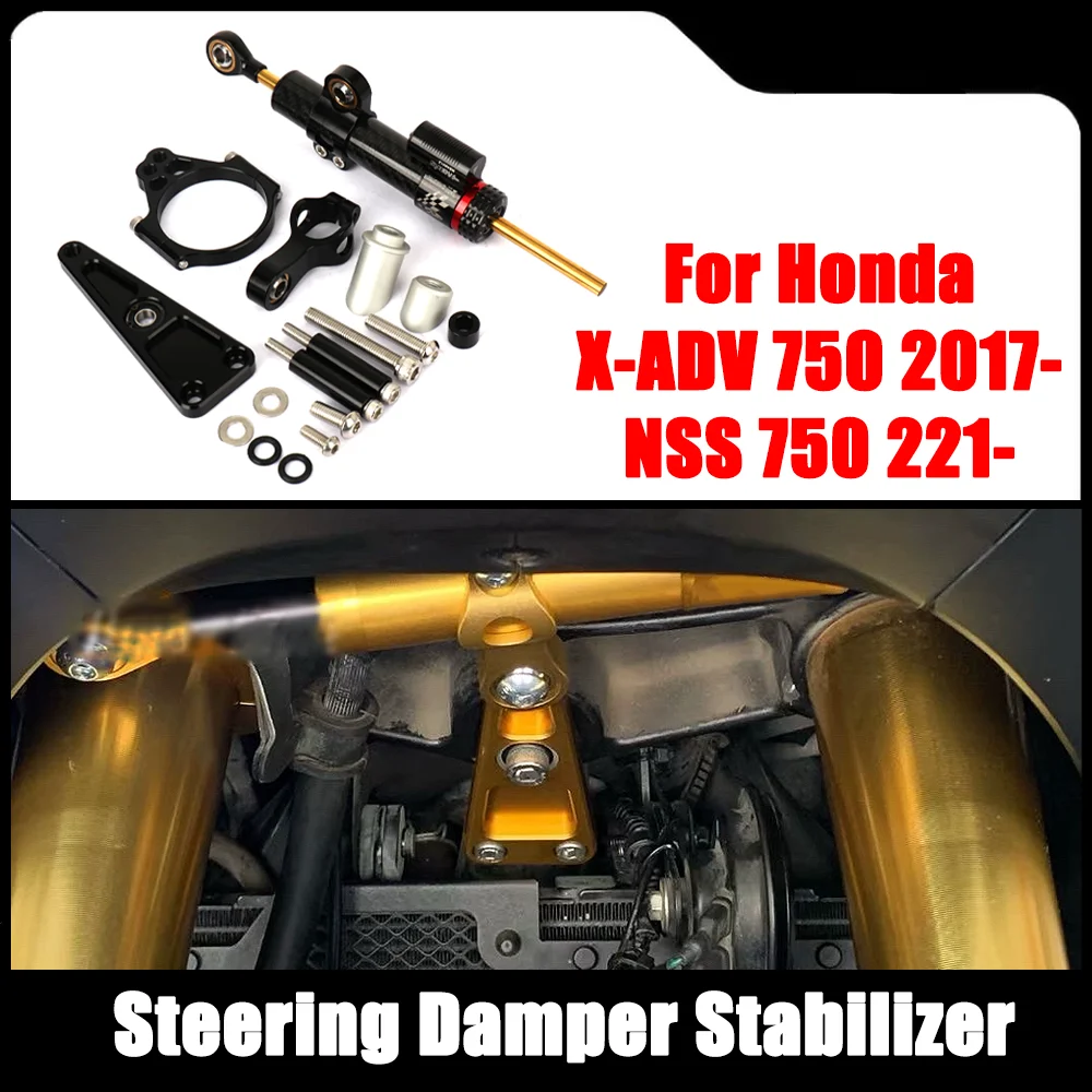 

Mount Bracket Support Kit Fiber Carbon Steering Damper Stabilizer Motorcycle For Honda NSS750 2021- X-ADV750 XADV 750 2017-