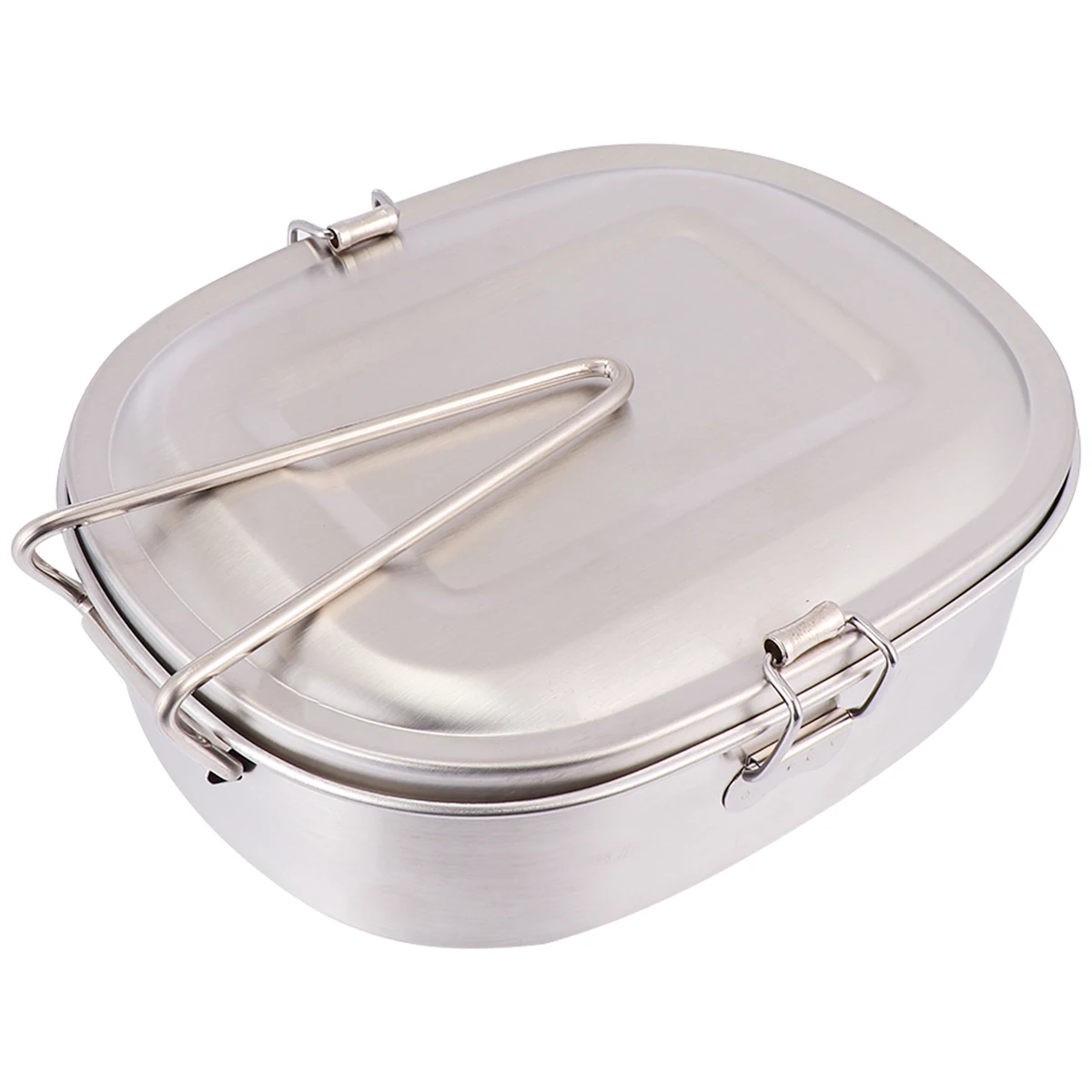 

Stainless Steel Lunch Box Large Size Single Layer Leakproof Foldable Handle Portable Food Container For Camping Picnic