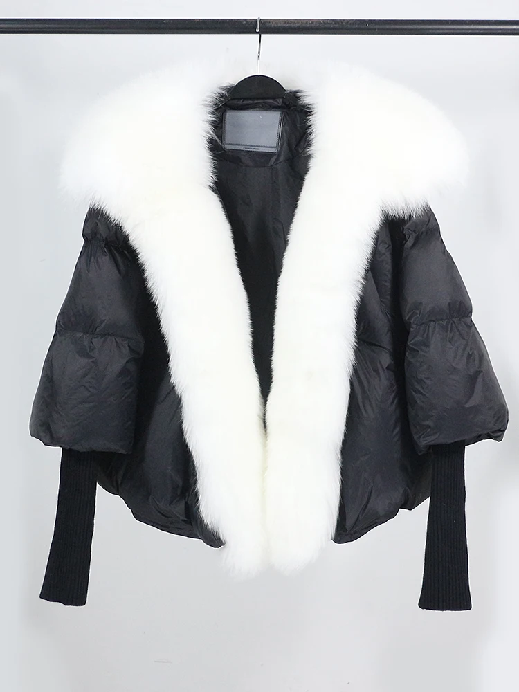 OFTBUY New White Duck Down Jacket Winter Women Warm Loose Coat Natural Real Fox Fur Collar Thick Luxury Outerwear New Fashion