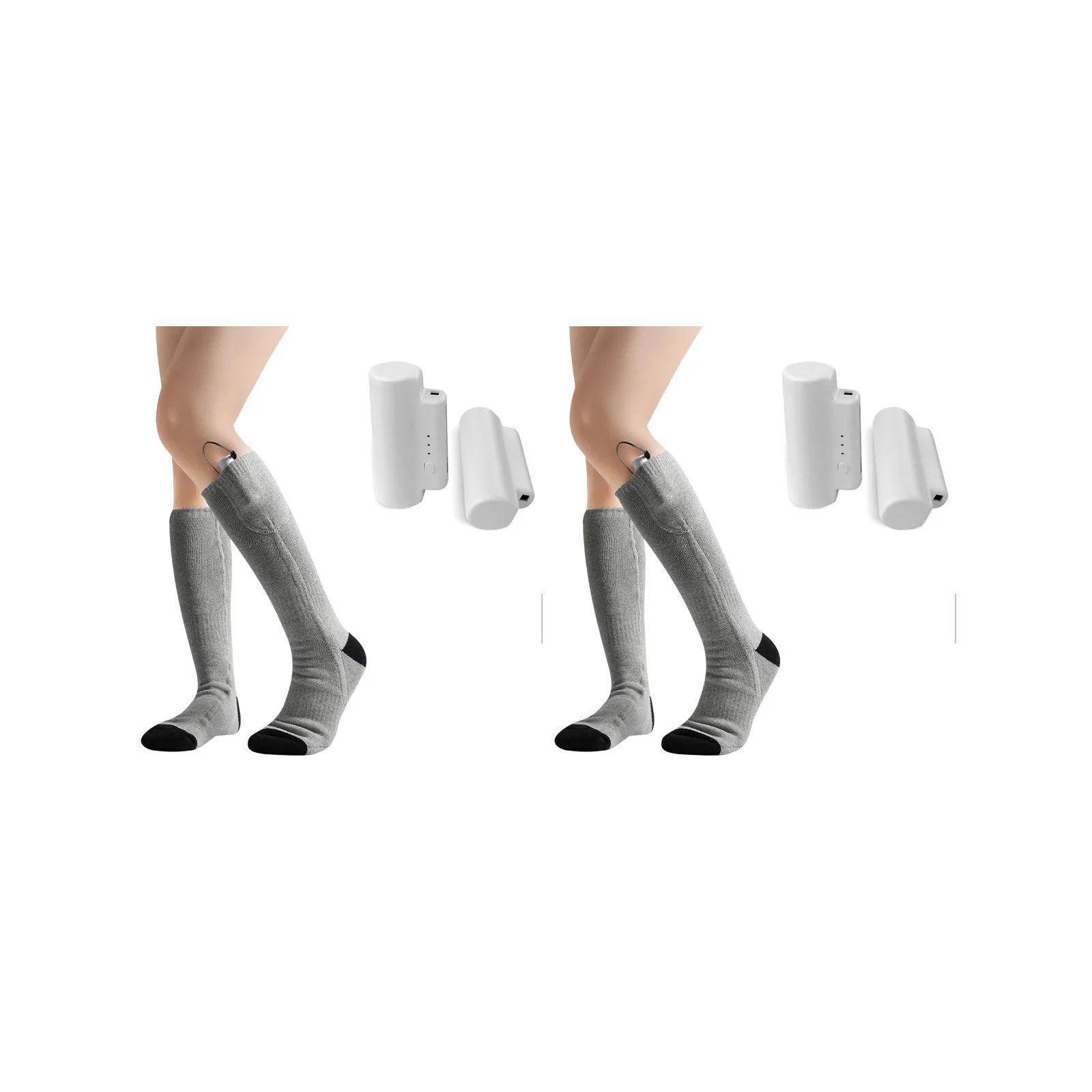 Electric heating socks set: including gray/black sole model, double-sided model and 2200/4000 mAh battery set