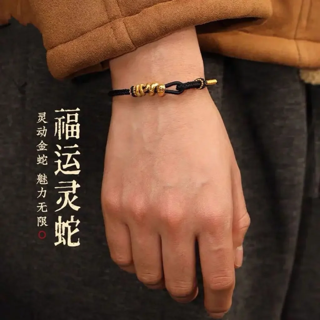 

Benmingnian амулет Lucky Zodiac Snake 14-каратного золота, браслет из веревки, женский тканый мужской браслет ручной работы, ювелирные изделия из веревки, подарок для влюбленных