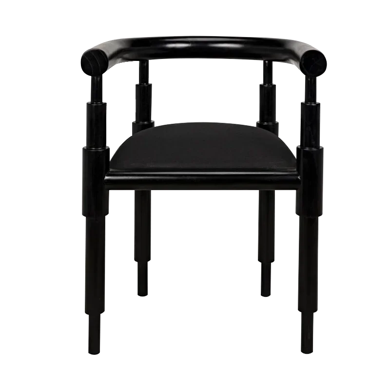 New Chinese Style Design Solid Wood Leather Dining Chair Creative Abnormality Armrest Tea Table and Chair Model Room Club