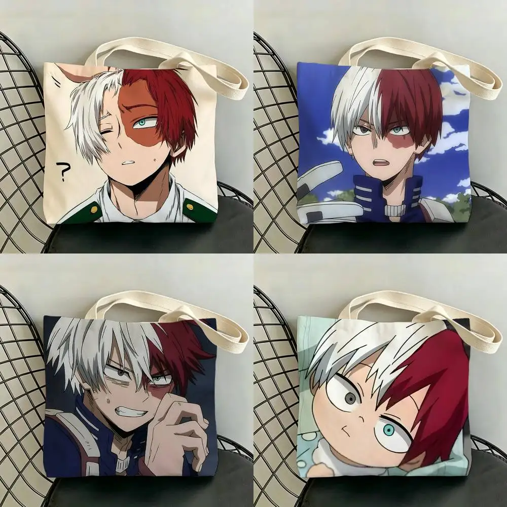 S-Shoto T-Todoroki Hero A-Academia Storage Bags Double-Sided Print Large Tote Bag Durable Beach Picnic Foldable Gift Eco