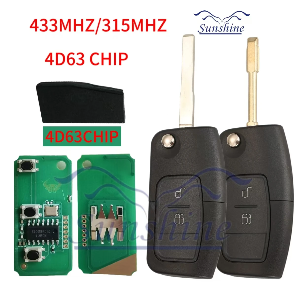 

Sunshine car key ford 315/433Mhz 4D63 Chip Smart Flip Blank Key Car Remote Control Key Fit For Focus Mondeo Fiesta Galaxy Fusion