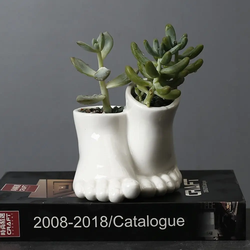 

Creative Ceramic Feet Shape Flower Pot Funny Decorative Hydroponic Flower Holder Plant Pot Vase Ornament Bedroom