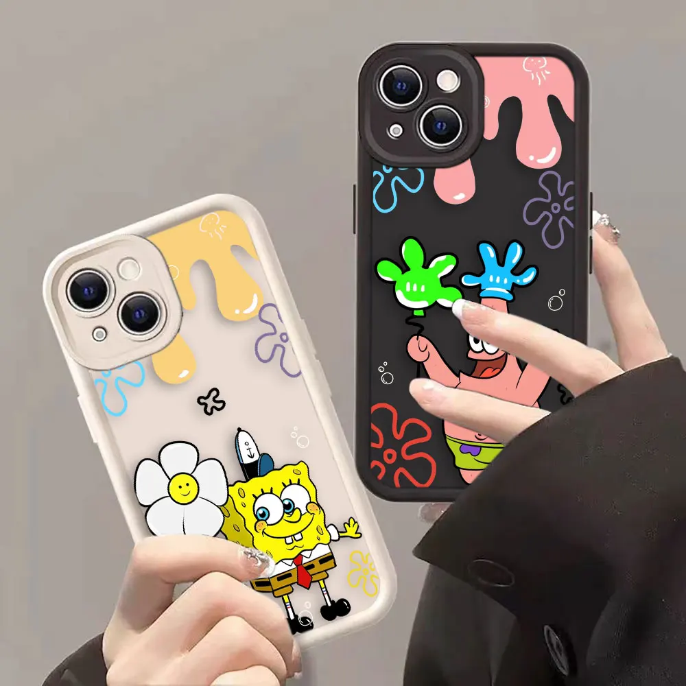 

FCartoon S-SpongeBob Patrick Star Phone Case For iPhone 15 14 13 12 11 16 XS Max X XR SE 7 6 6S Plus Silicone Case Funda Shell