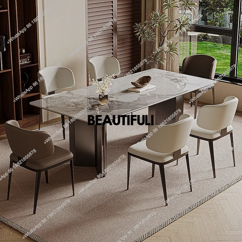 

H Cheap Metal Design Dining Tables Legs High Space Saving Luxury Eating Dining Tables Modern Brown Mesas De Comedor Furniture Ho