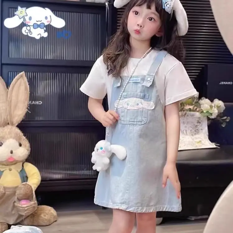 

Милое детское платье с короткими рукавами и бретелями в стиле аниме Kawaii Sanrio Ins, милые детские тканевые подарки с героями мультфильмов