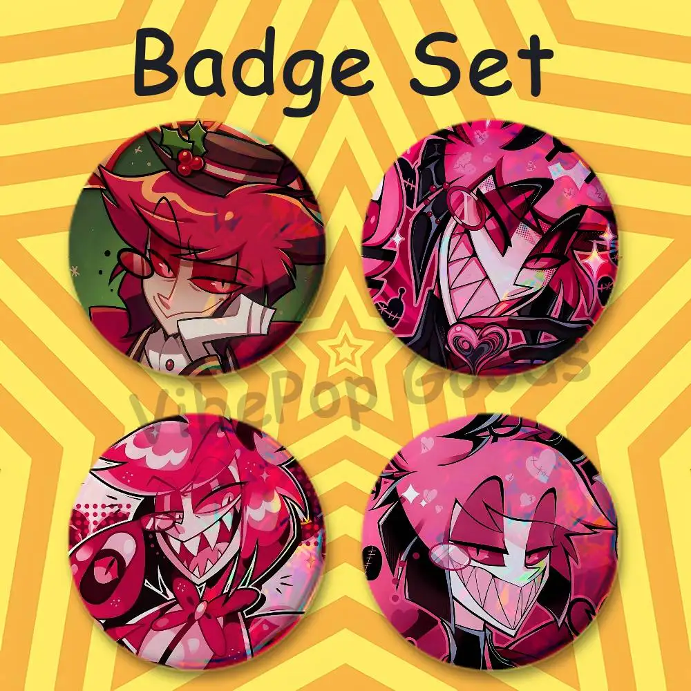 A-AlastorS 25mm Badge 4-Piece Set Mini Pill Baji Kawaii Collectibles Creative Button Pin for Ita-Bag