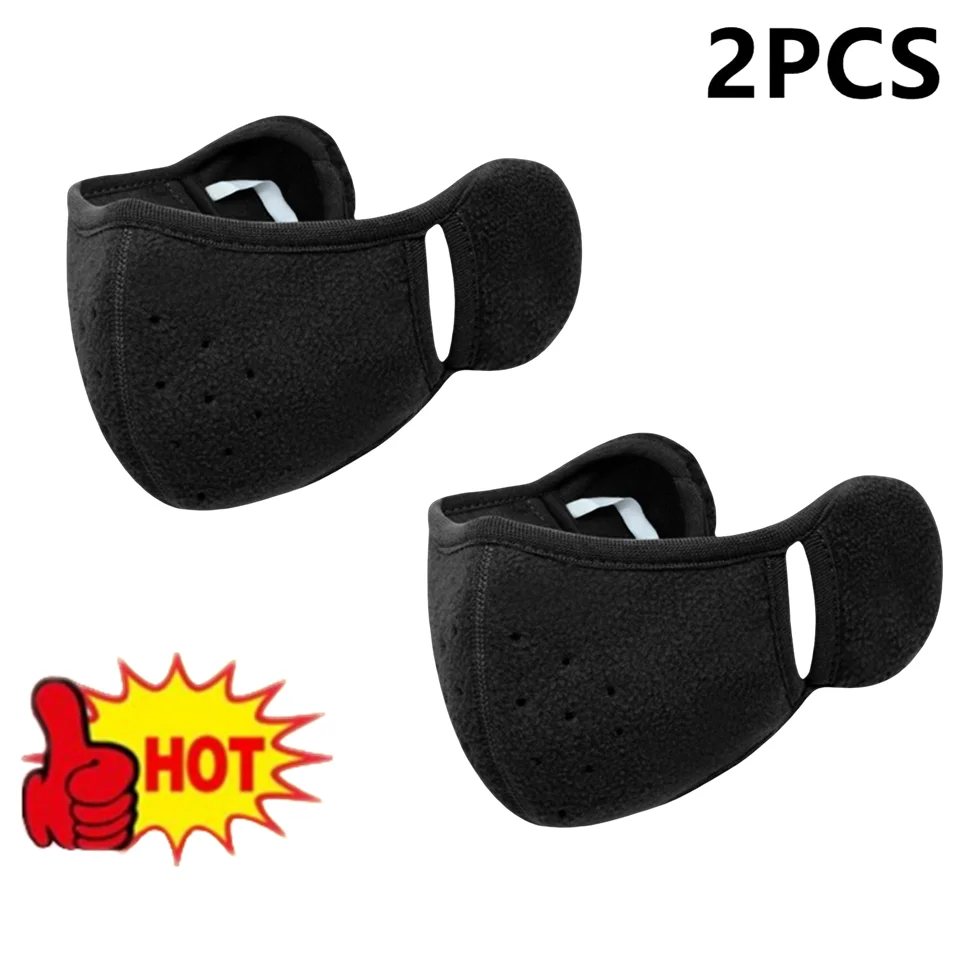 2 قطعة غطاء للأذنين من الصوف الشتوي مع غطاء للفم مقاوم للرياح للجنسين قناع وجه دافئ للأذن قابل للتنفس للأنشطة الخارجية