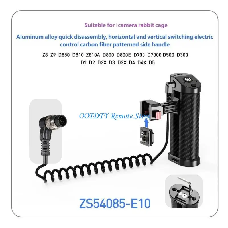 

Photographer Side Handle Ergonomic Comfort 2.5mm to Shutter Release Cable