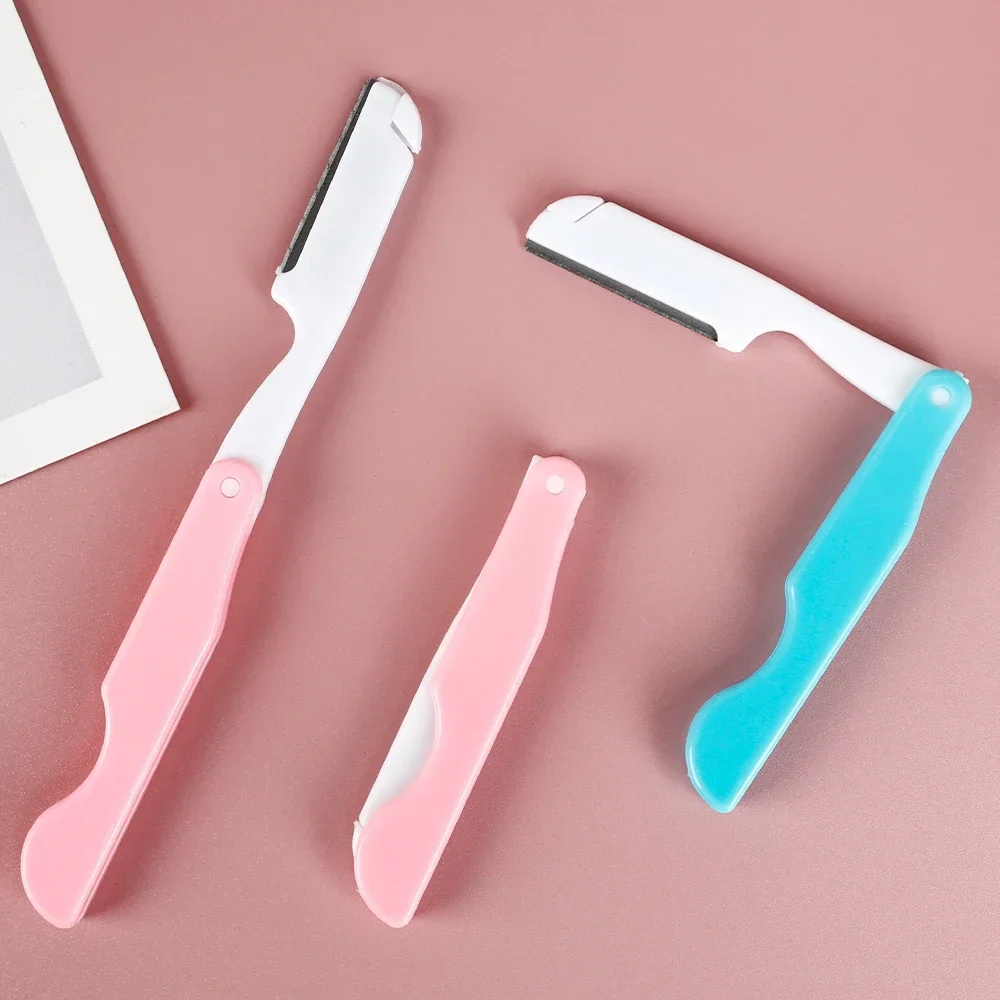 Cuchillo portátil para recortar cejas, maquinilla de afeitar antiarañazos, herramientas de maquillaje, raspador profesional, cortadores de depilación con hoja Facial plegable