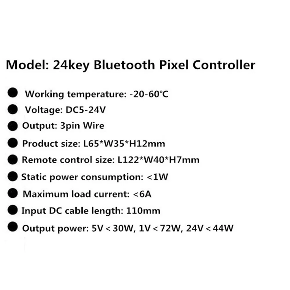 Contrôleur Bluetooth WS2812B pour bande lumineuse LED adressable, bande LED RVB 5050, télécommande 24 touches, contrôleur intelligent de musique