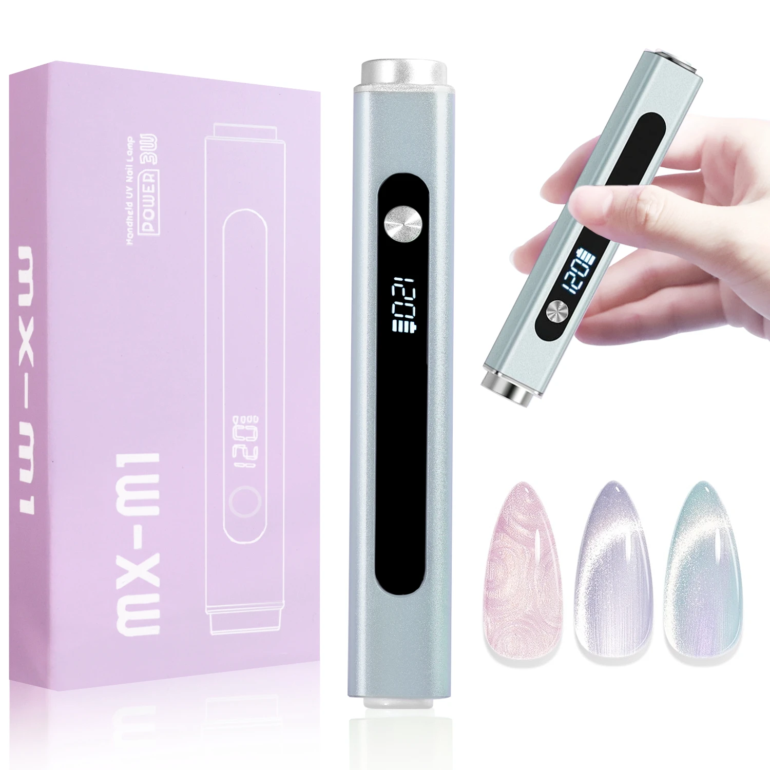 

Multi-Functional Handheld UV Light for Gel Nails with Cat Eye Magnet Type-C Cordless for Travel & Home Use BLUE