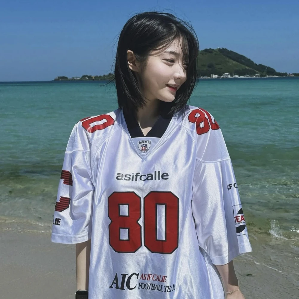 

Футболка с принтом Asif Calie, трикотаж с буквенным принтом и цифровым принтом, свободная повседневная футболка с короткими рукавами