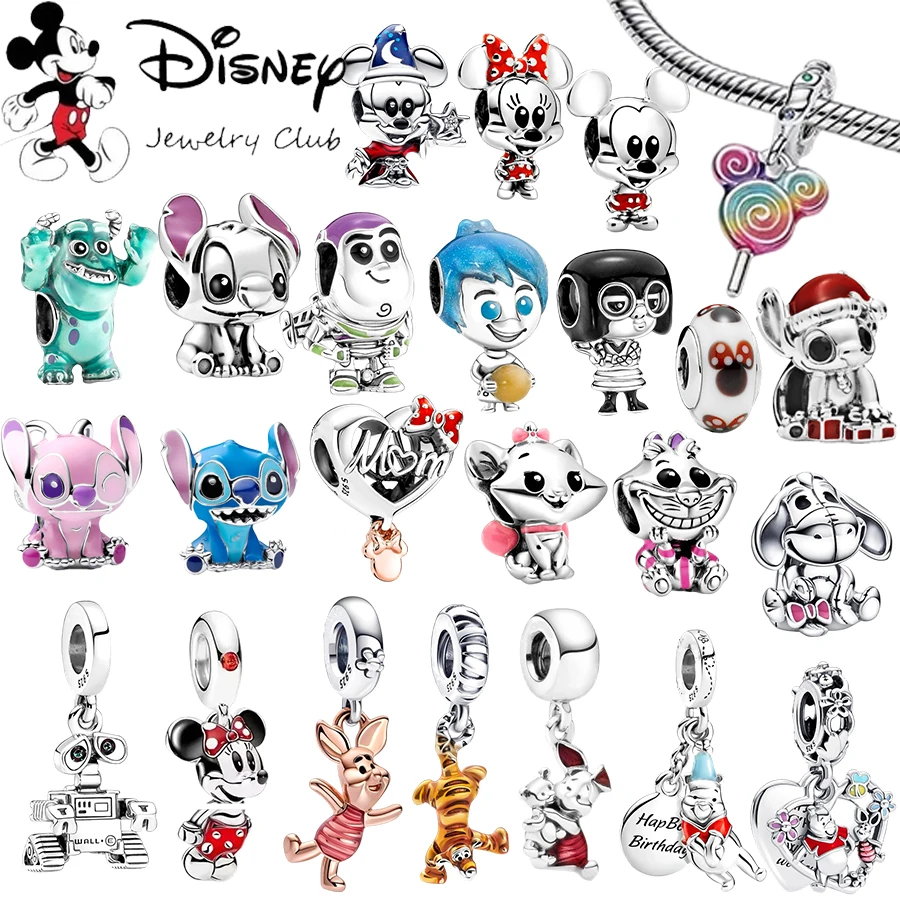 

MINISO Disney DIY Mickey Minnie Vinnie & Stitch Angel Charm Bead Personalized DIY Beads Fit Original Women Bracelet Jewelry Gift