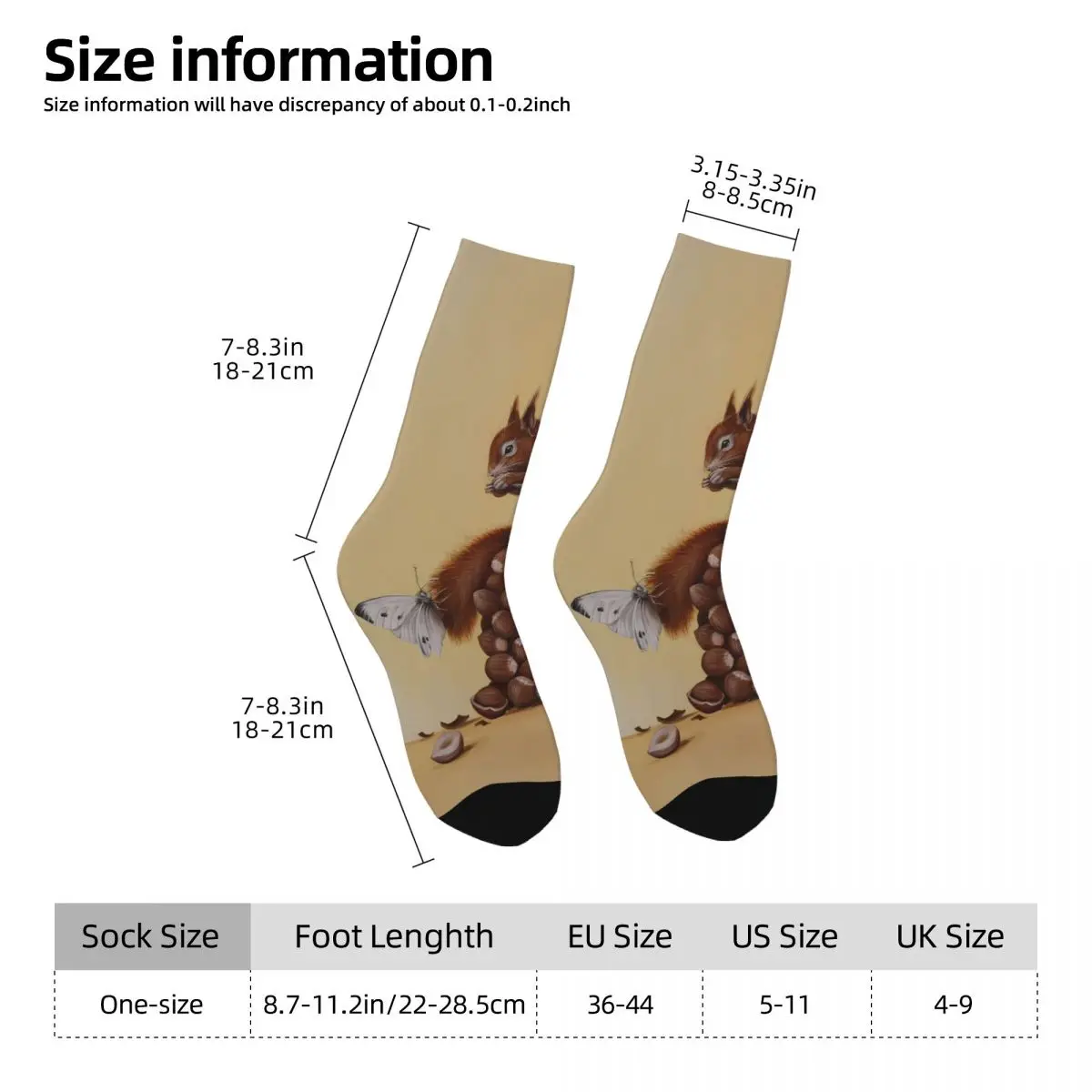 Squirrel Sock Printed Man Polyester