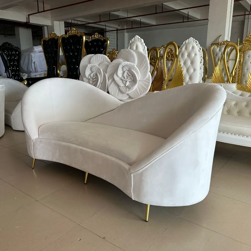 Postmodern light luxury special-shaped stainless steel fabric sofa Nordic design sense Creative arc high-end clothing store Leis