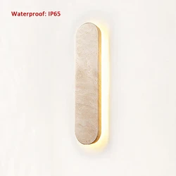 Scandinavia Wabi Sabi Hotel Corridor Courtyard Entrance Modern Natural Stone Outdoor Beige 40CM LED Waterproof Sconce Wall Lamps