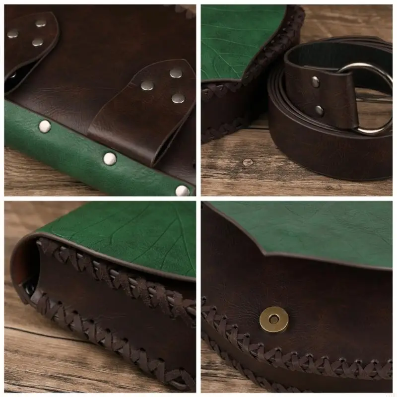 77HE – porte-monnaie Punk Design feuilles médiévales, portefeuille pour jeu rôle Cosplay événements à thème, pour