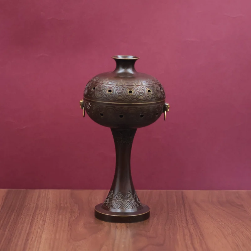 

Han Pattern Plum Pavilion Indoor Sandalwood Office Zen Style Antique High Waist Incense Burner Hi