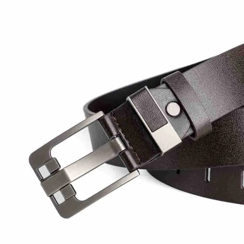 Herren-Gürtel mit Vintage-Dornschließe, lässiger Business-Gürtel aus PU-Leder, modischer und vielseitiger Gürtel für junge und mittelalte Männer. – Detail 5