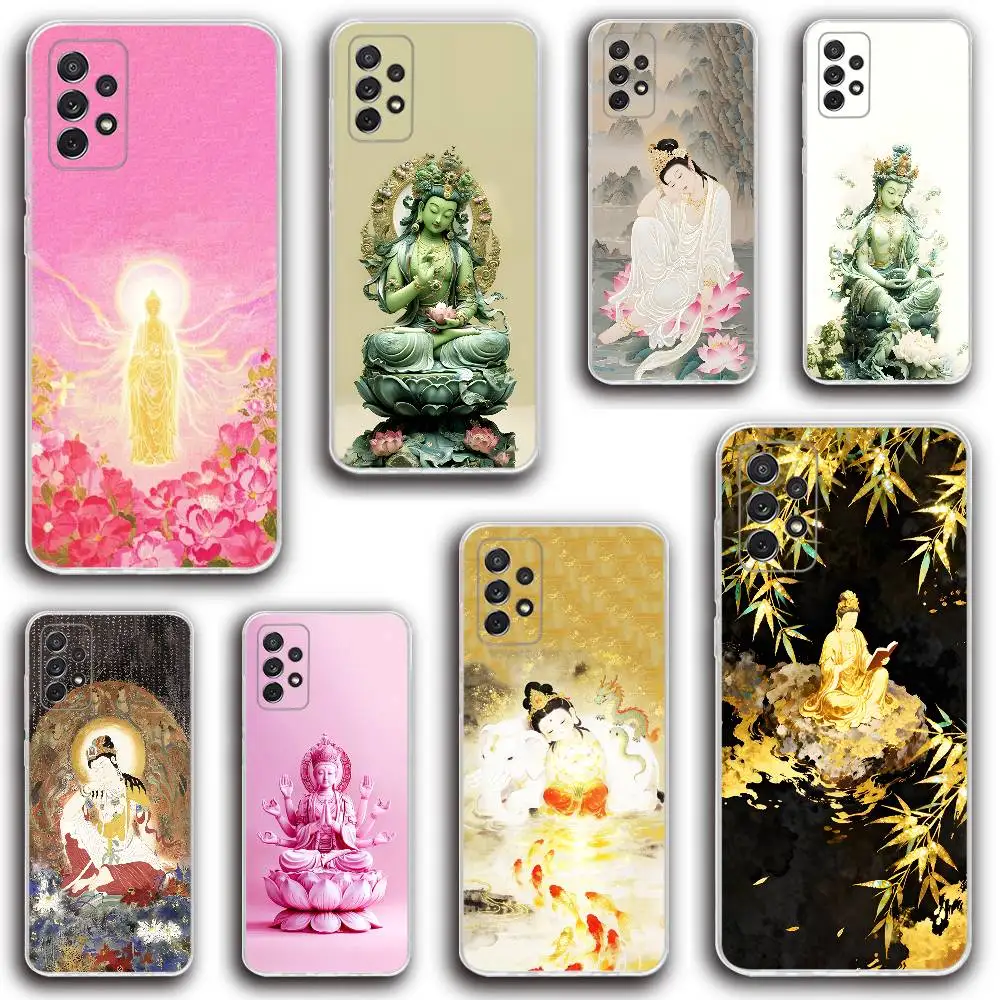 

Chinese Buddhist Traditional Guanyin Phone Case Silicone For Samsung S30,23,21,22,20 FE lite,S10,9,PIus Note20ultra Transparent