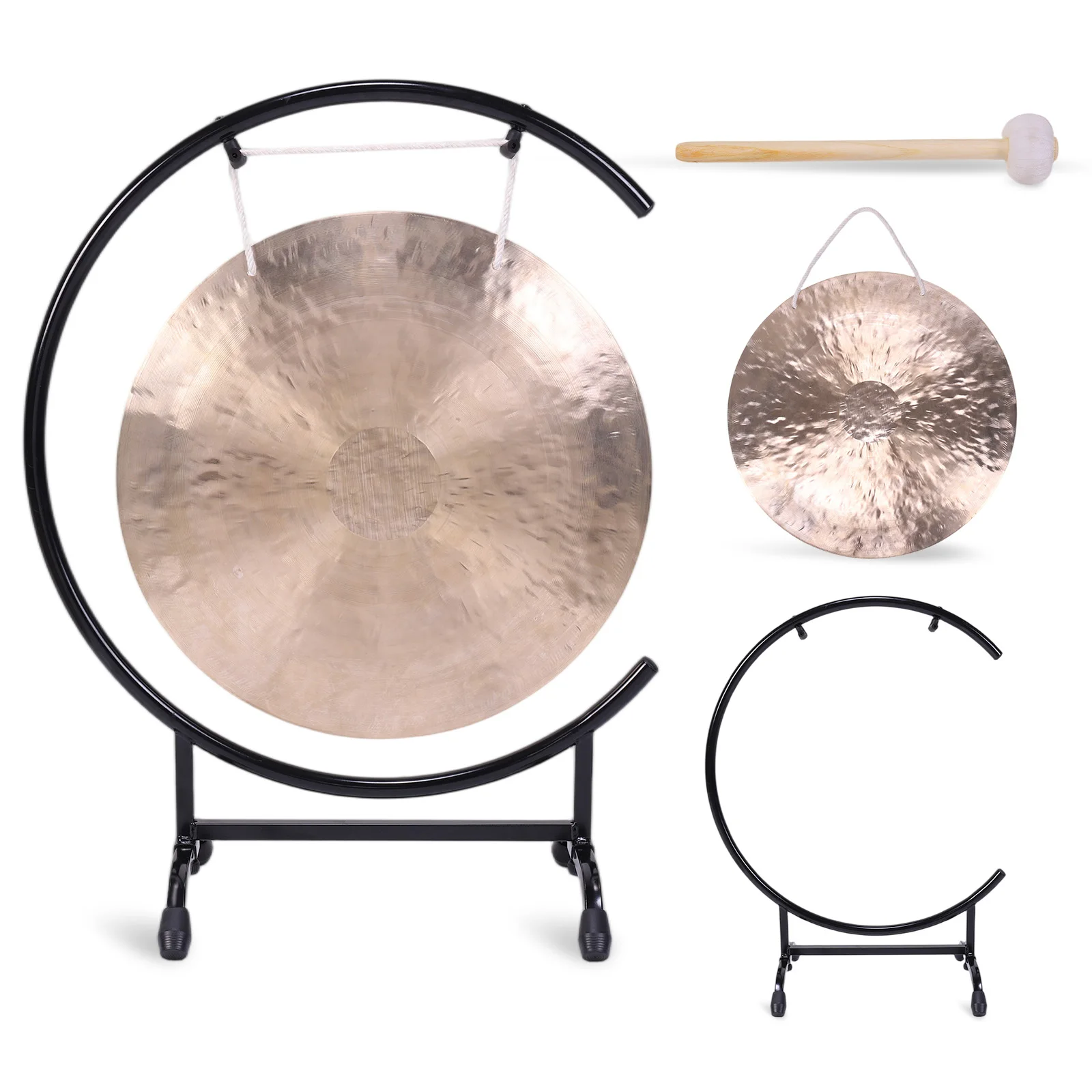 1 مجموعة الصينية مع حامل ومطرقة سطح المكتب الصغير غونغ الصينية الجدول غونغ لديكور المنزل هووسورمينغ نعمة