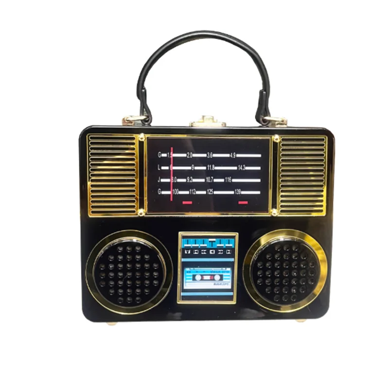 Vintage Radio Box Shaped Purses and Handbags for Women Designer Female Shoulder Bag Novelty Crossbody Bag Fashion Totes Leather