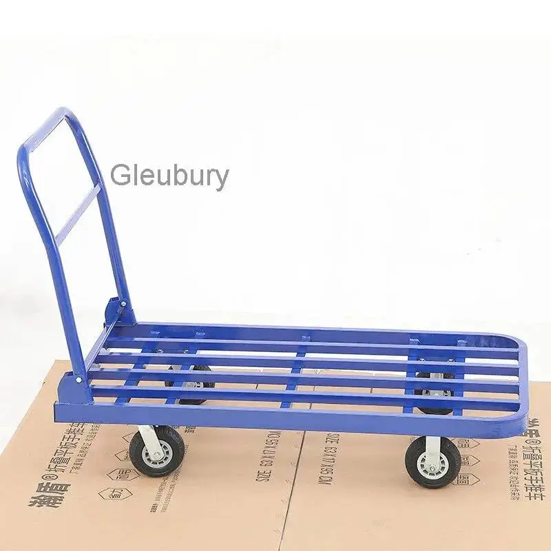 Nordic Industrial Folding Hand Truck Silent Flatbed Trolley 4-Wheel Pull Push Cart Heavy Duty Cargo Trailer Transportation FYTP