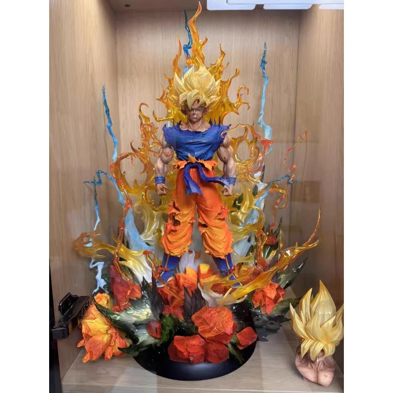 Figurine Dragon Ball Super Saiyan Son Goku, 60cm, modèle animé haut de gamme, système de Collection en résine, ornements de bureau, jouets cadeaux de vacances