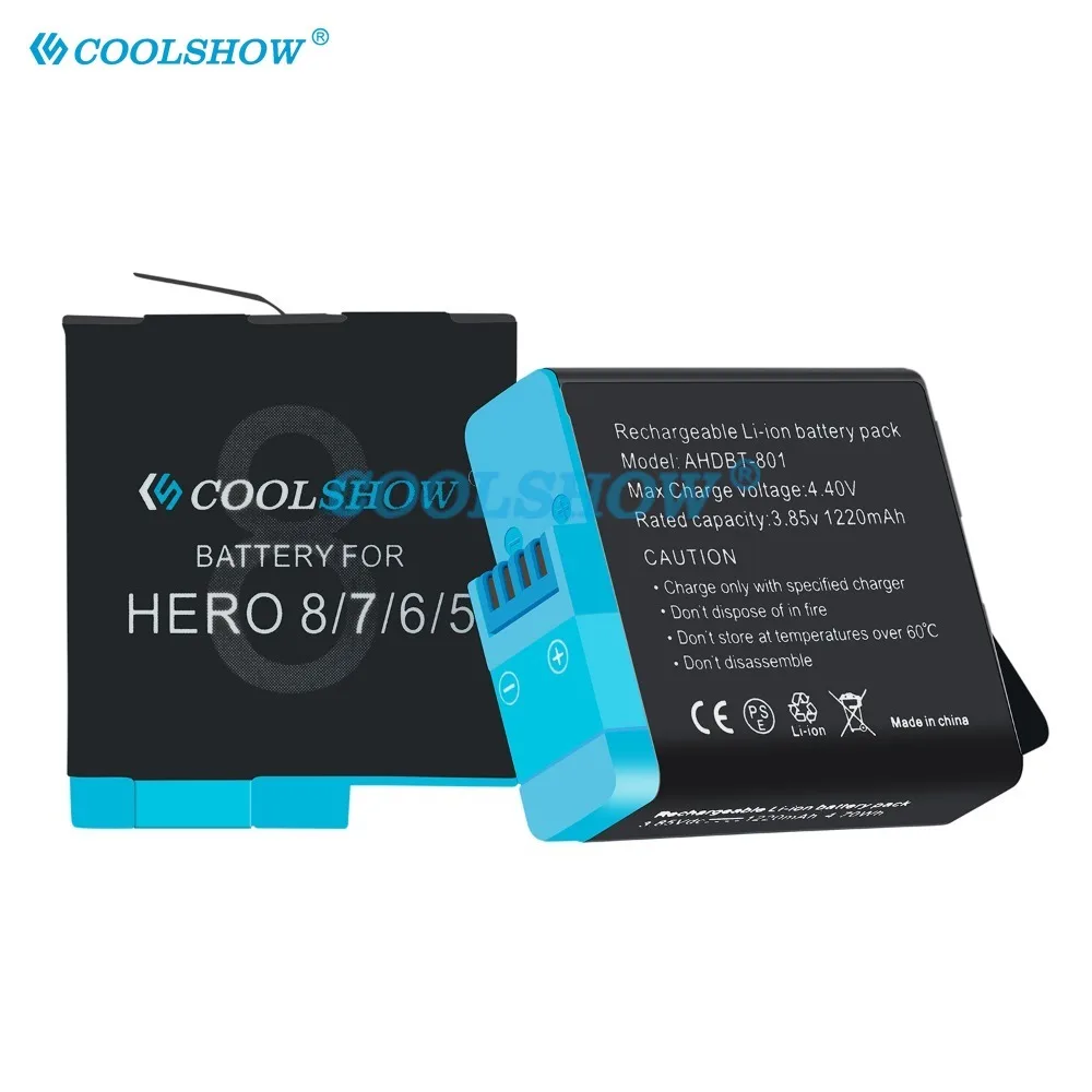 1220mAh Battery For Gopro Hero 8 7 6 5 Black Action 360 Camera Batteria For Go pro 8 Battery Charger with Type C Port