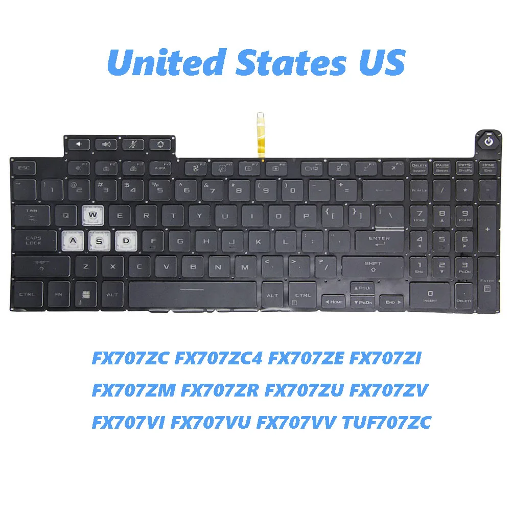 

US Keyboard For ASUS FX707ZC FX707ZC4 FX707ZE FX707ZI FX707ZM FX707ZR FX707ZU FX707ZV FX707VI FX707VU FX707VV TUF707ZC Backlit