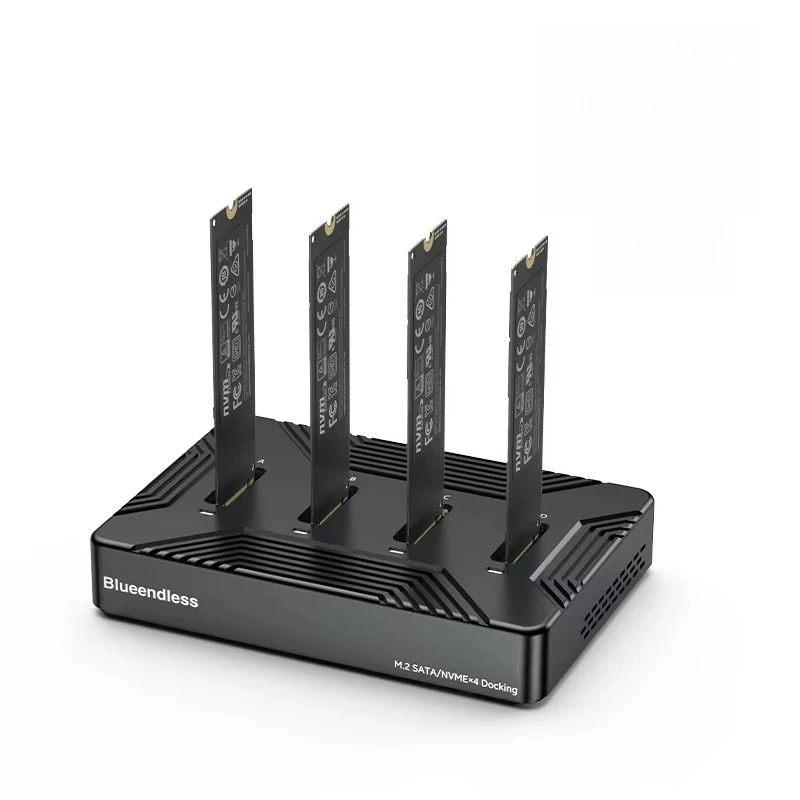 

Док-станция Blueendless USB3.2 SATA SSD для внешнего жесткого диска 8 ТБ * 4 12 В/3 А для NVMe 10 Гбит/с/SATA 6 Гбит/с M.2 NVME SATA SSD Base